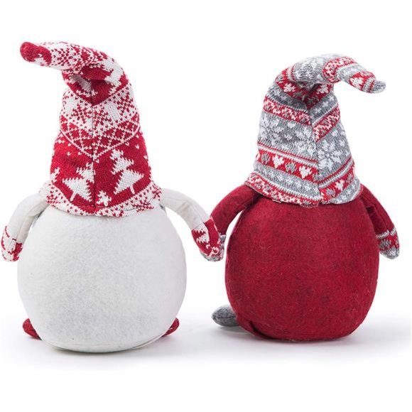 Set of 2 Handmade Christmas Gnomes Plush Swedish Tomte Santa Figurine - Picture 3 of 5